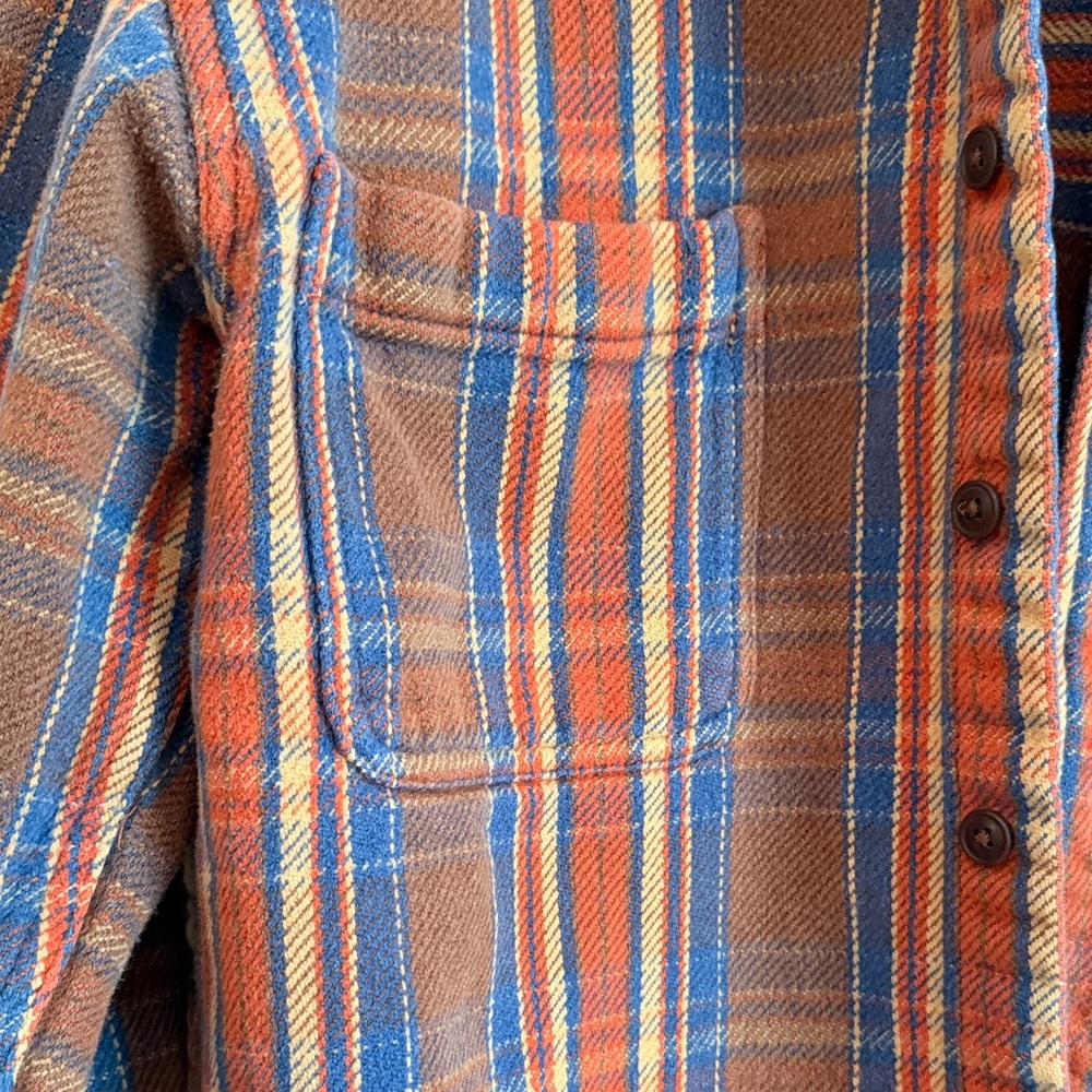 St. John's Bay Brown, Blue & Orange Plaid Corduroy-Trim Shirt - Picture 5 of 9